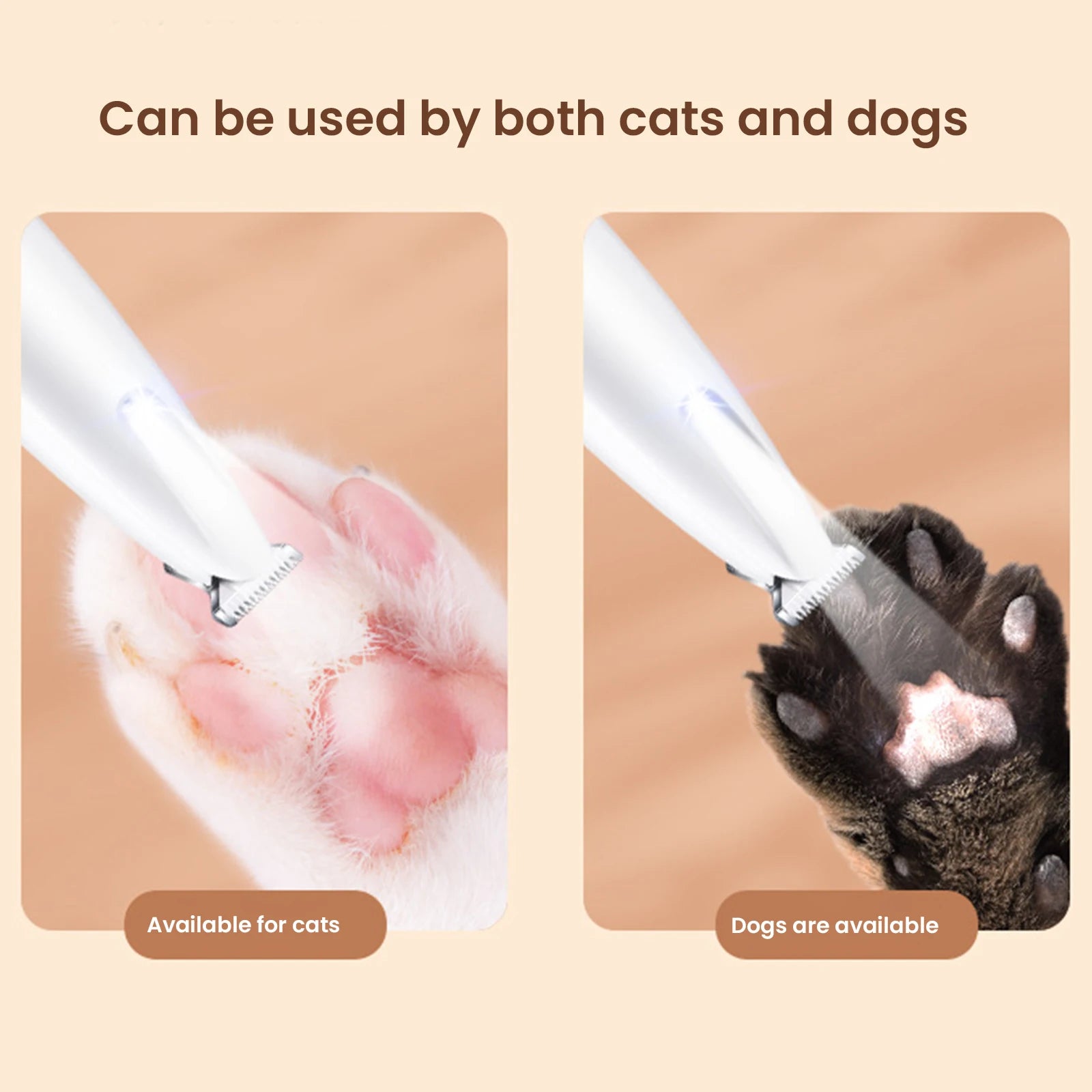 Rechargeable Pet Paw Trimmer with LED Light – Waterproof Grooming Clippers